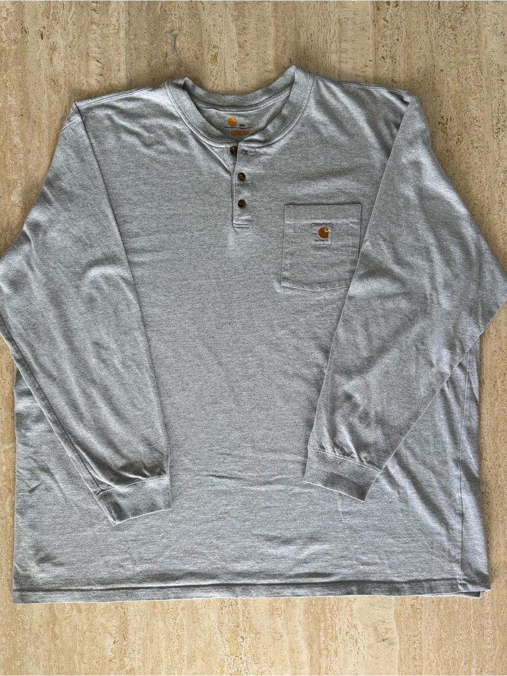 Carhartt Long-Sleeve Henley Pocket Shirt - Heather Gray